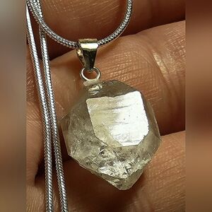 4.53g STUNNING Natural Herkimer Diamond Crystal Pendant W/ 925 Snake Chain